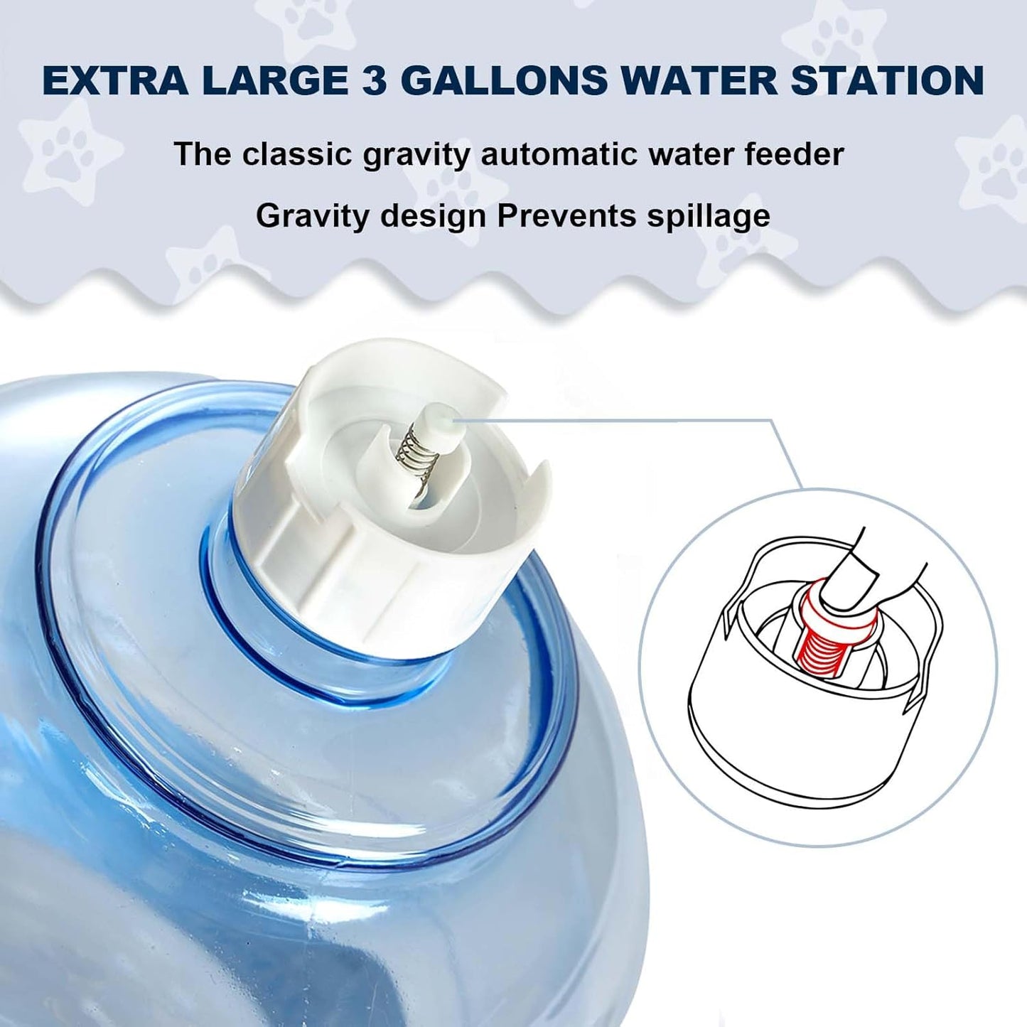 Water Dispenser Station for Large Dogs and Cats, 3 Gallon Large Capacity Gravity Automatic Water Feeder, Indoor Outdoor Dog Drinking Fountain, Dog Water Bowl for Multiple Pets, BPA Free