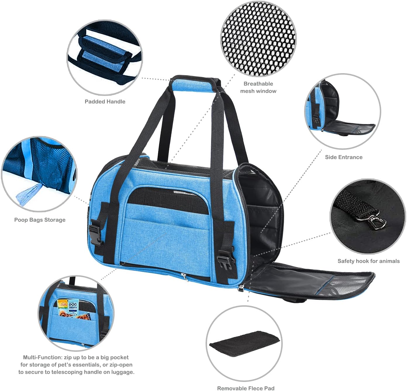 JESPET Soft-Sided Kennel Pet Carrier for Small Dogs, Cats, Puppy, Airline Approved Cat Carriers Dog Carrier Collapsible, Travel Handbag & Car Seat