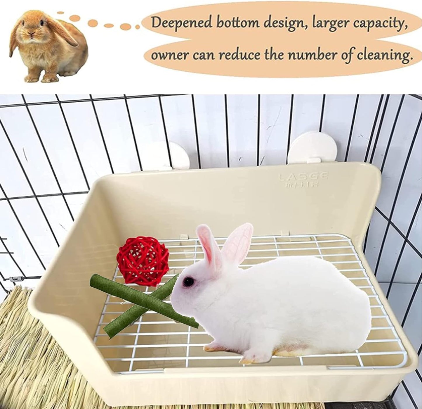 Tfwadmx Rabbit Litter Box Toilet Bunny Corner Litter Pan Pet Toilet Potty Trainer with Scoop Rabbit Chew Toys for Guinea Pigs Galesaur Chinchilla Ferret Small Animal (Brown)