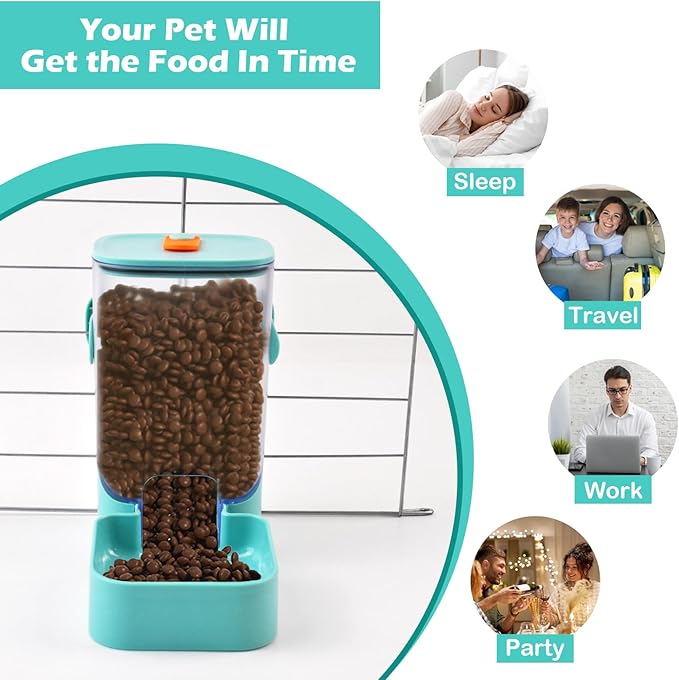 Automatic Rabbit Feeders for Cages,35 oz Hanging Rabbits Food Dispenser Guinea Pig Auto Gravity Feeder for Bunny Chinchilla Ferret Squirrel Hedgehog(Green)