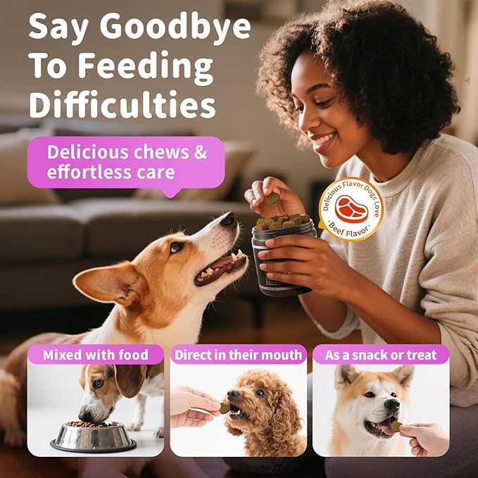 Itch Relief for Dogs - Turmeric Supplements for Itching Skin Comfort & Coat Health & Seasonal Allergy Care, Immune Support Supplement with Omega-3 Fish Oil, Biotin - Beef Flavor - 90 Count