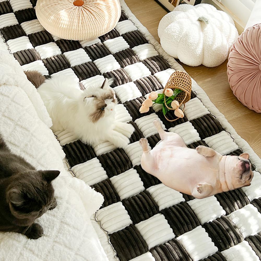 Couch Cover for Dogs Washable, Sofa Cover Protector, Couch Covers for 3 Cushion Couch Sofa Pet Friendly, Soft, Non Slip (27.6 x 82.7 Inch, Black)