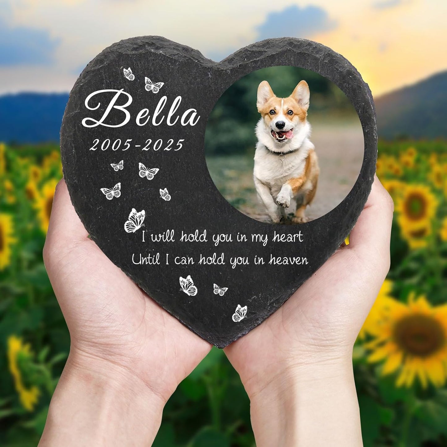 Dog Memorial Gifts for Loss of Dog Cat,Personalized Pet Memorial Stone with Photo Name,Custom Pet Remembrance Gifts,Cat Memorial Sympathy Gift,Dog Passing Away Gifts,Memorial Plaques for Dogs
