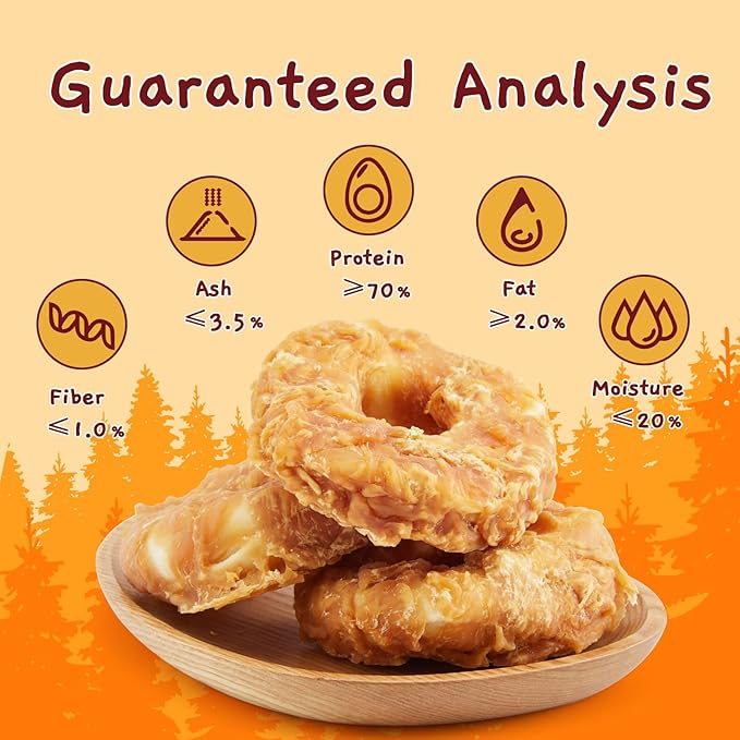 Jungle Calling Dog Treats Long Lasting, Rawhide Chews for Dogs, Chicken Wrapped Rawhide Donuts, Chewy Snacks for Medium Large Dogs