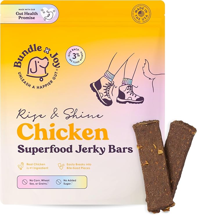 Superfood Dog Treats Salmon, Chicken or Beef Jerky Bars - Dog Treats for Snacks and Training – Made in USA - No Corn, Wheat or Soy – Poultry Free (5 Ounces, Chicken)