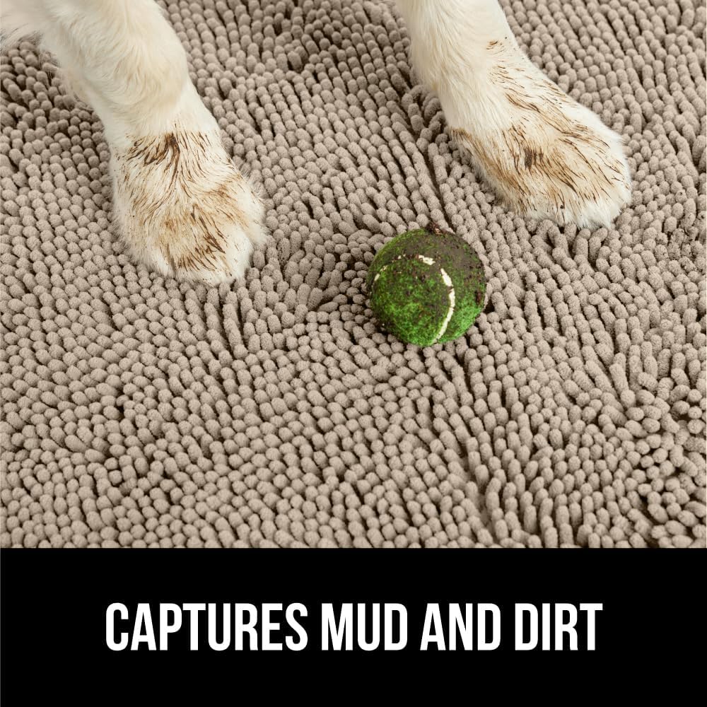 GORILLA GRIP Dog Doormat, Absorbent Doormats for Muddy Dogs Paws, 70x24 Machine Washable Soakstopper Rugs, Cleaner Floors, US Designed Pet Bed Door Mat, Indoor Entrance Pets Rug, Beige