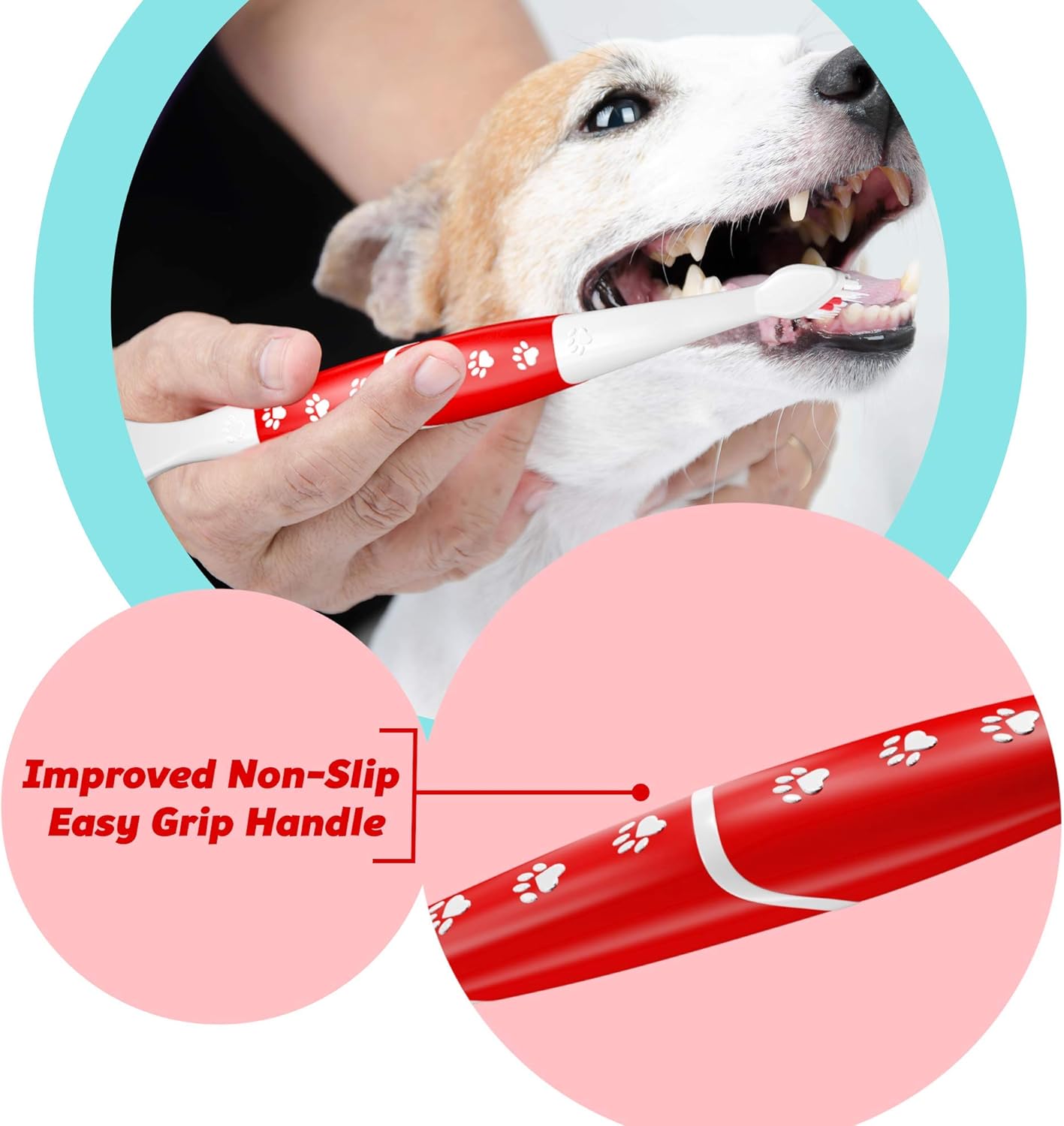 Pet Toothbrush for Dogs, Cats with Soft Bristles - Easy Teeth Cleaning & Dental Care, Non Slip Dual Head Dog Toothbrush