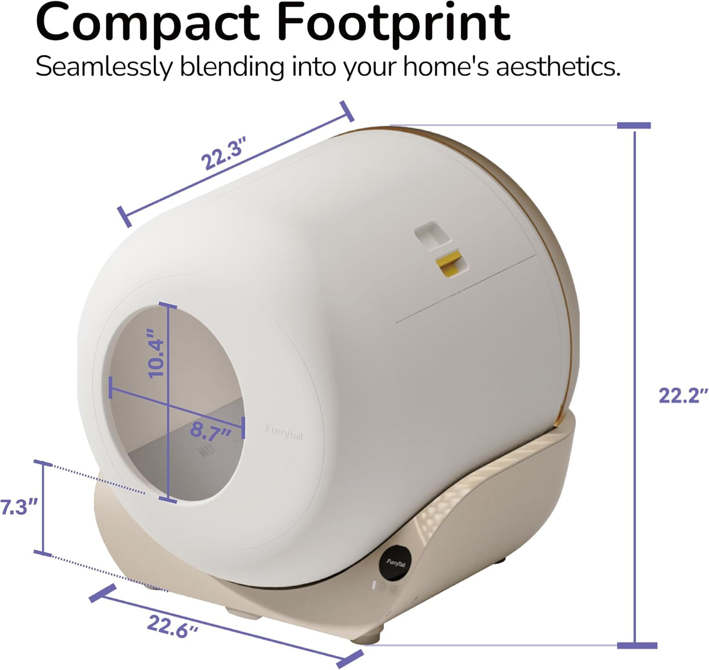 FurryTail Self Cleaning Litter Box with APP - Automatic Cat Litter Box for All Your Cats, Odor Control, Spacious Interior and Large Wastes Bin Capacity,Includes 40 Litter Bags