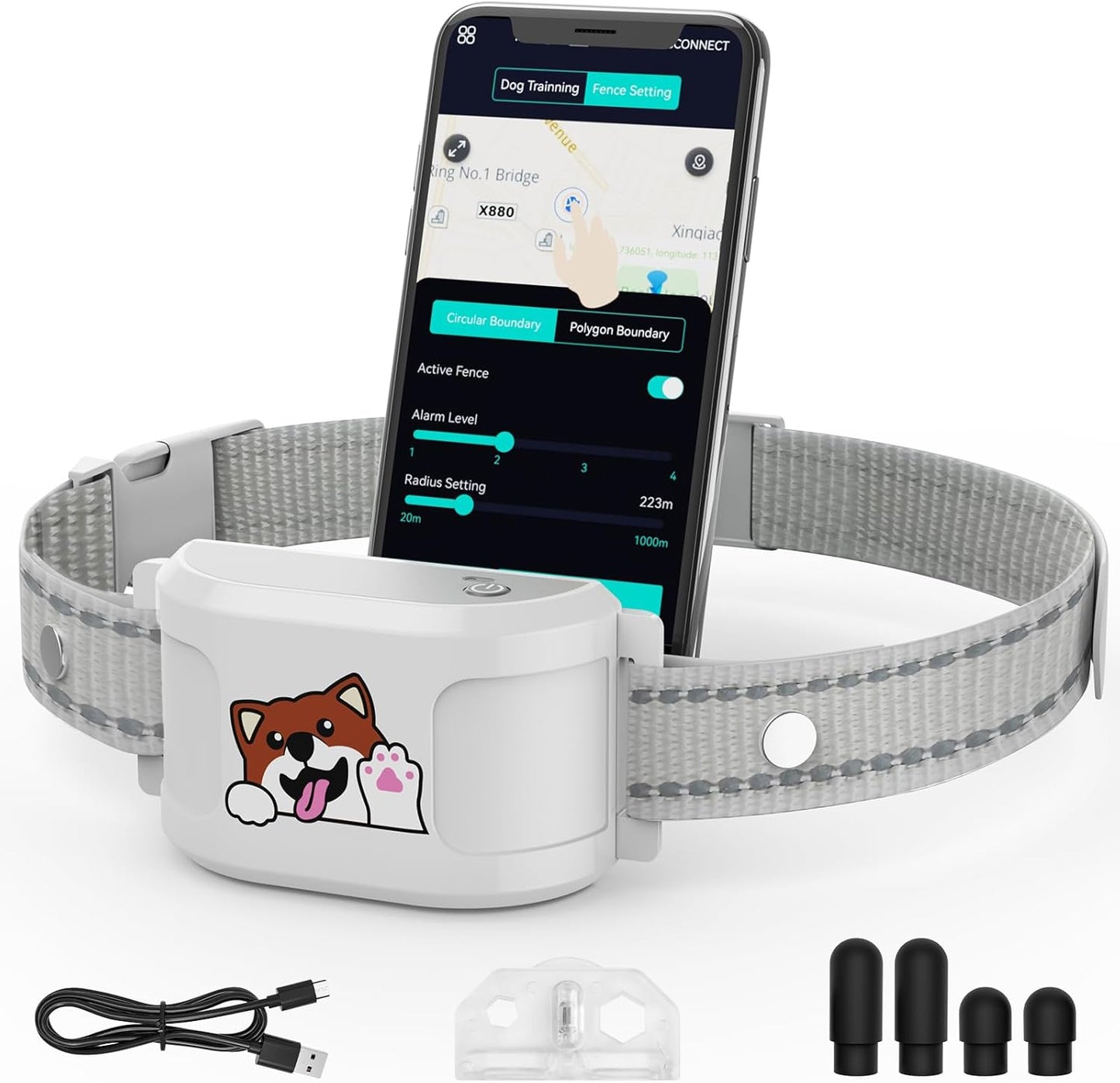 GPS Dog Collar with Wireless Electronic Boundary & Training – No Subscription Needed,Smart Waterproof trainable Fence, App-Controlled Safe Zone, Outdoor Fence for Pets System