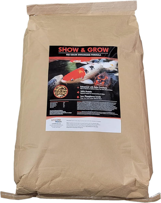 HALF OFF PONDS Show and Grow Koi and Goldfish Color Enhancing and Protein Food 20 lb Bag - KOISG-020