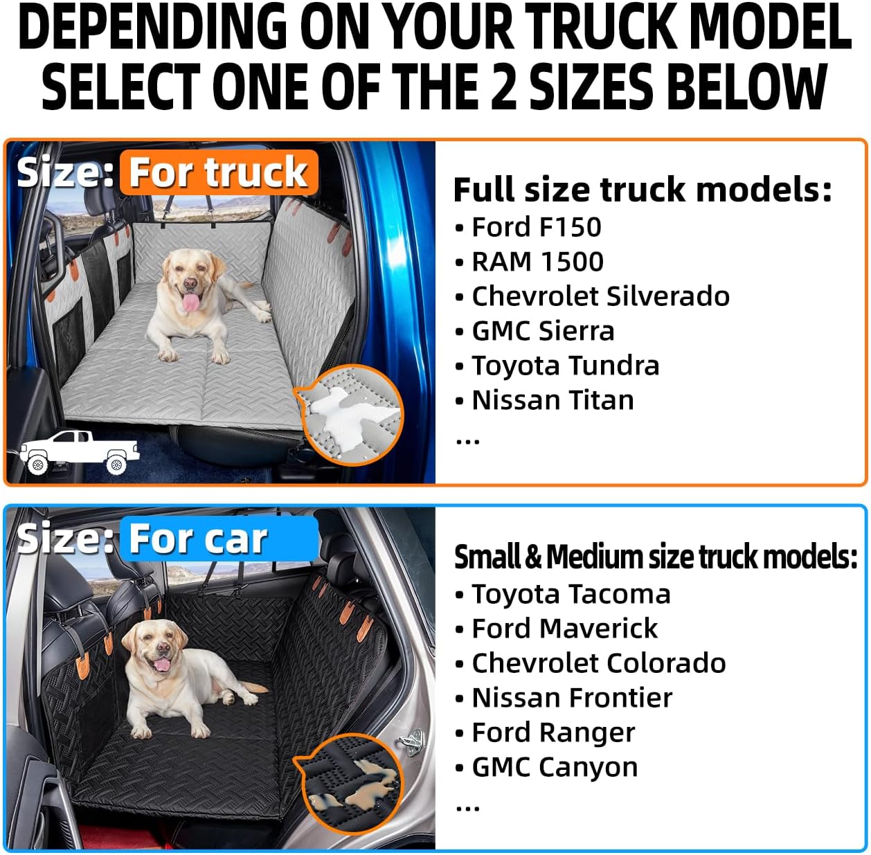 Dog Back Seat Extender for Truck,Dog Seat Cover Back Seat,Dogs Hammock,Hard Bottom Backseat Extender for Pet,Pet Seat Cover for F150/RAM1500/Silverado