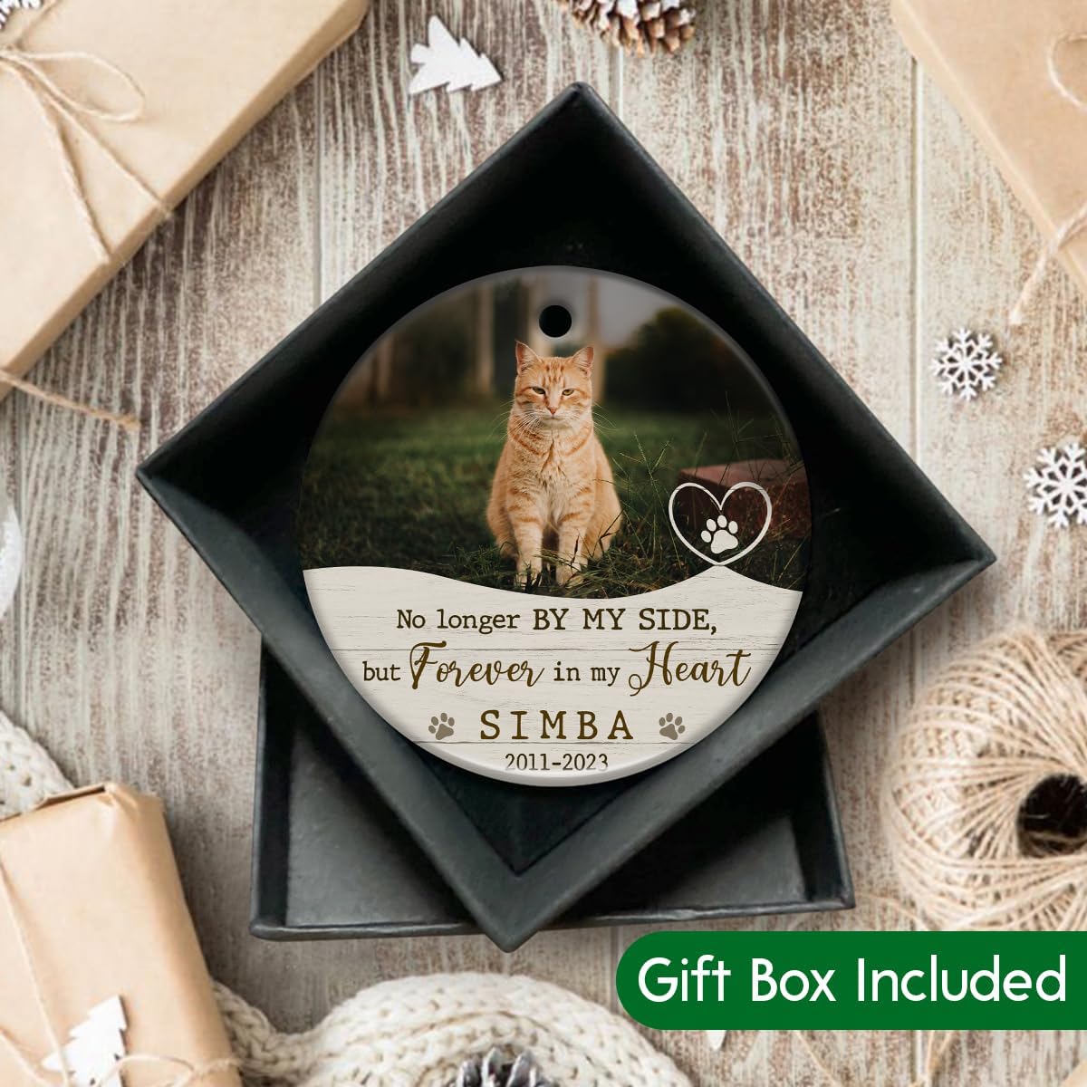 Personalized Cat Memorial Ornament, Cat Memory Gifts for Loss, Remembrance Pet, Pet Memorial Gifts, Dog Sympathy Gift, Ceramic Keepsake to Hang on Christmas Tree