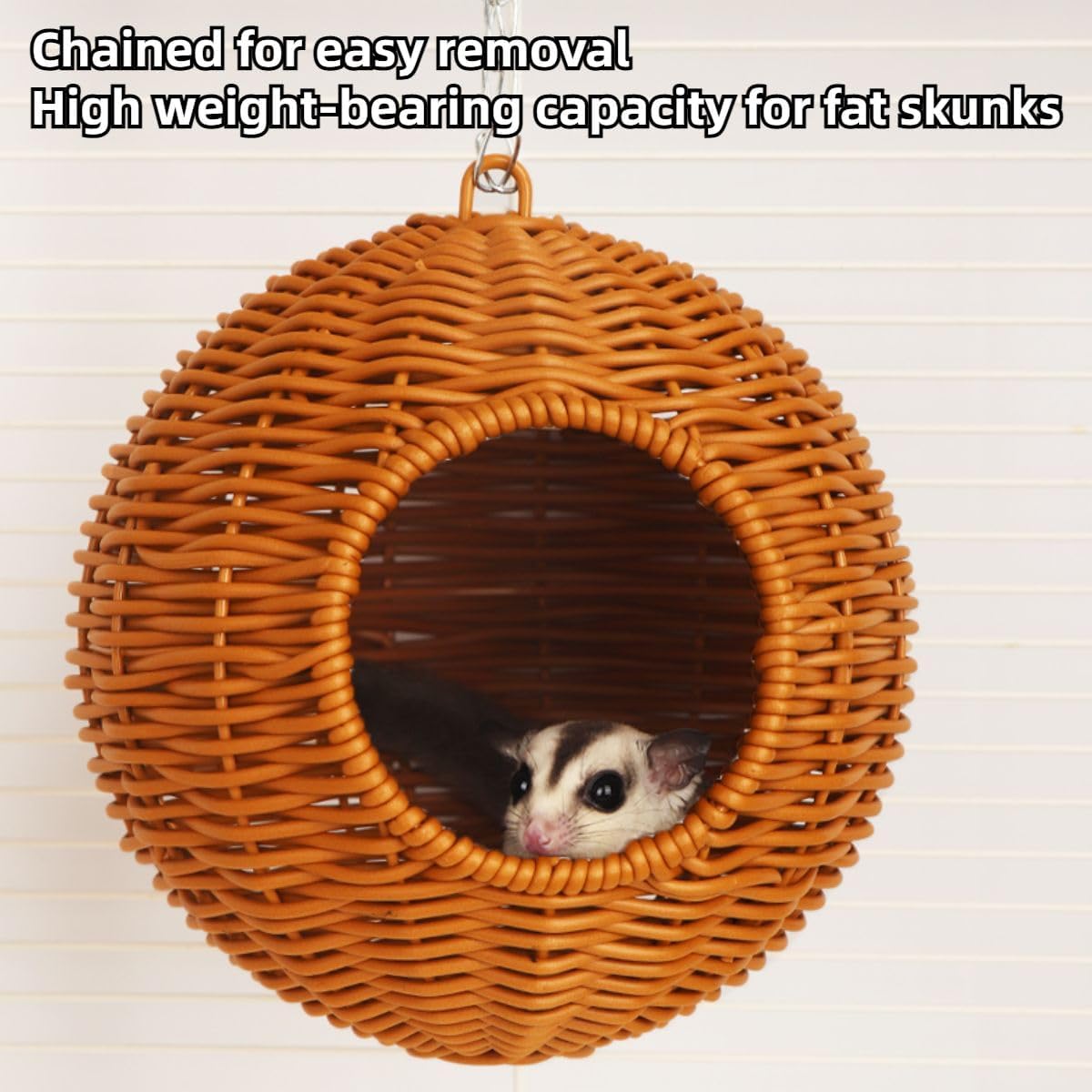 Sugar Glider Woven Spherical Nest for All Seasons Small Animal Bed Nest Hanging Hammock Bed Comfortable Fit Squirrel Sugar Glider Gerbil Rat Hamster Bird Parrot (White)