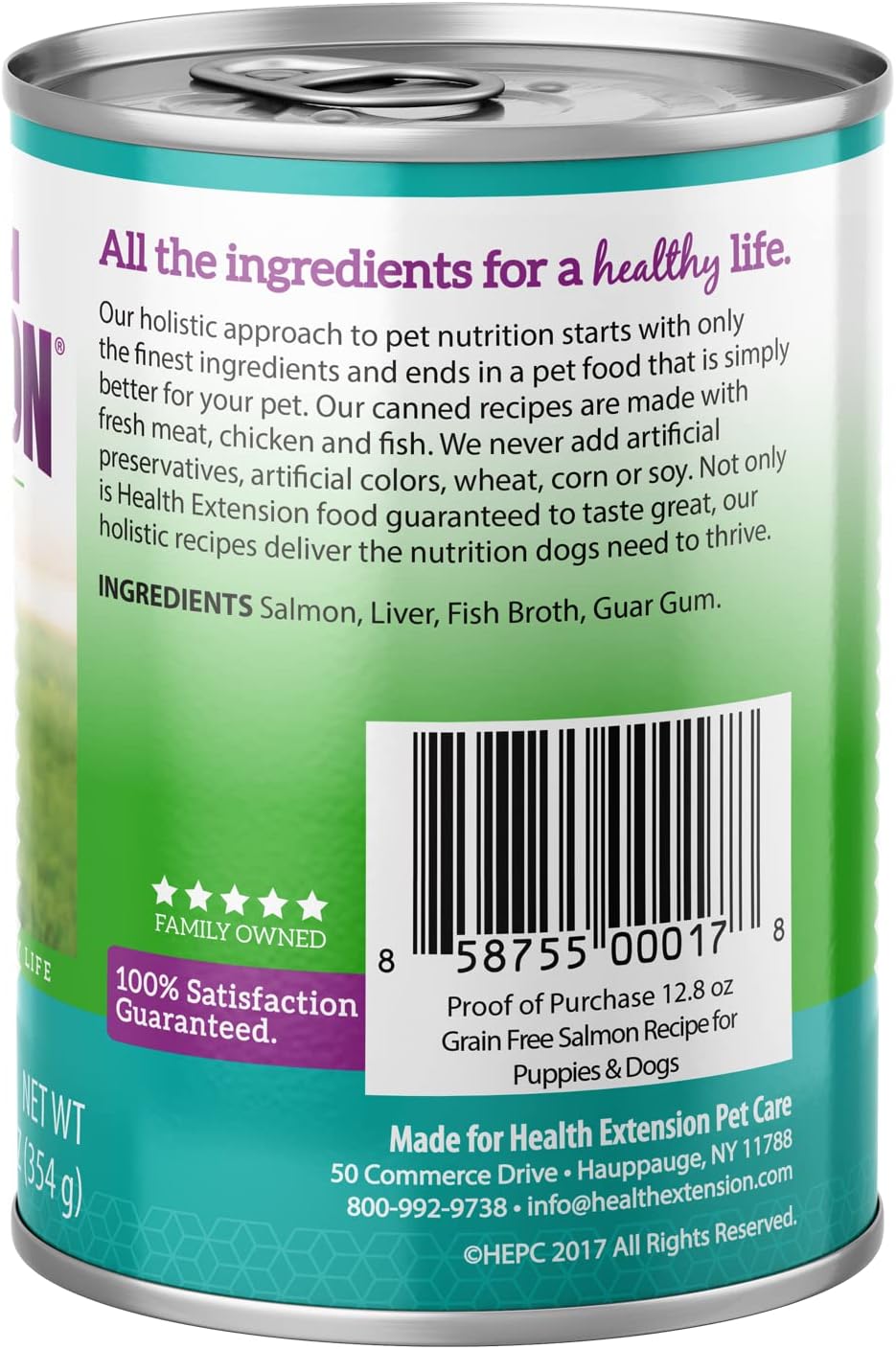 Health Extension 95% Salmon Entrée Wet Dog Food Grain-Free, 12.5 oz – Protein-Rich Recipe, Hydration Support, Ideal for Sensitive Stomachs (Case of 12 Cans)