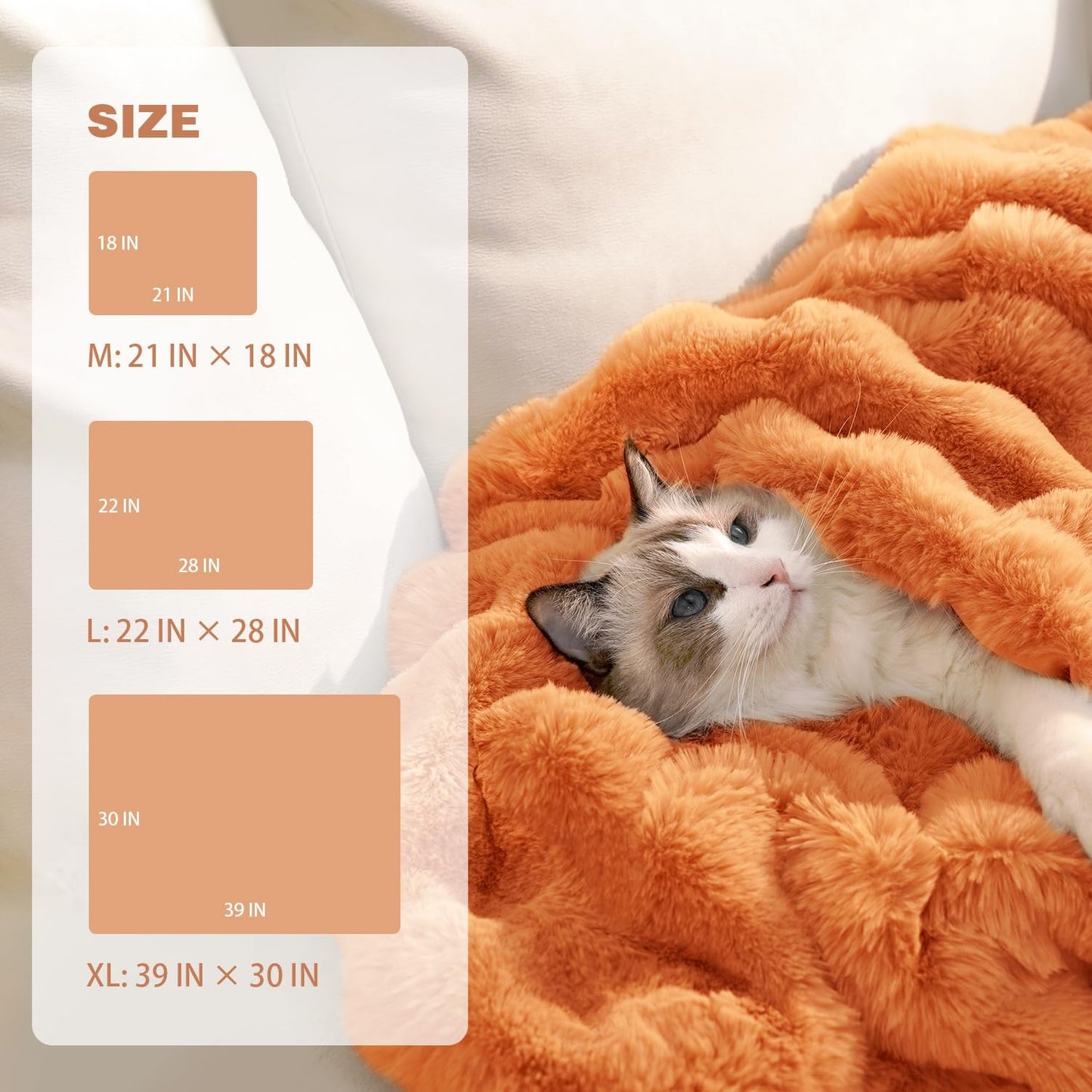 Cat Blanket for Indoor Cats Ultra Soft Plush Faux Fur Kitten Blankets Machine Washable Reversible Pet Throw Protector for Couch Furniture 21"X 18"Orange