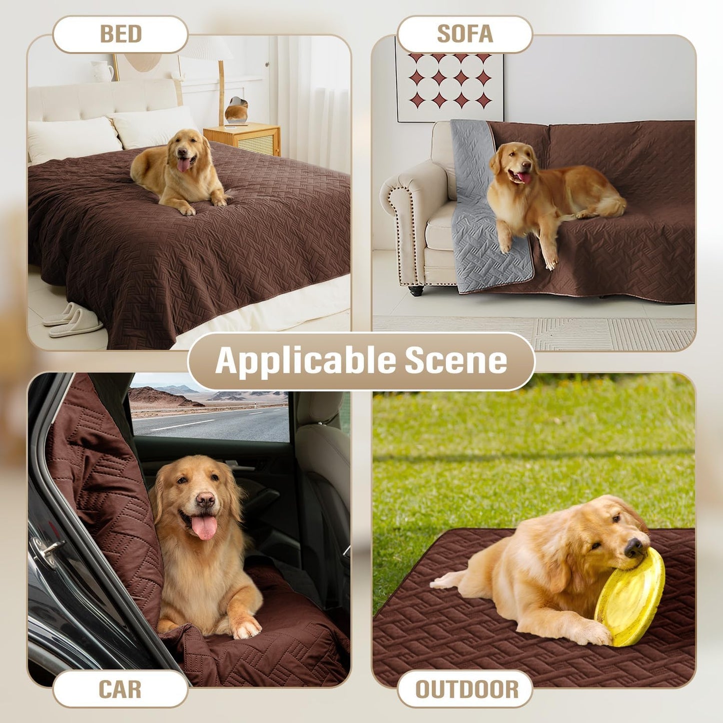 Dog Bed Cover for Pets Blankets Rug Pads for Couch Protection Waterproof Bed Covers Dog Blanket Furniture Protector Reusable Changing Pad (Dark Grey+Brown, 62"x82")