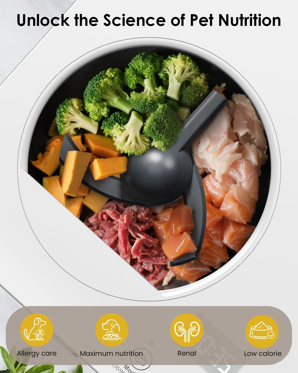 Pet Fresh Meal Maker, Auto 5-in-1 Pet Food Cooker with Chop,Slow Cook, Mix, Self-cleaning and Timer, 2.6 Quart Capacity Dog Food Maker Makes 1.5 Lbs Foods for 2 Dogs, DIY Pet Recipes, Wet or Dry Food.