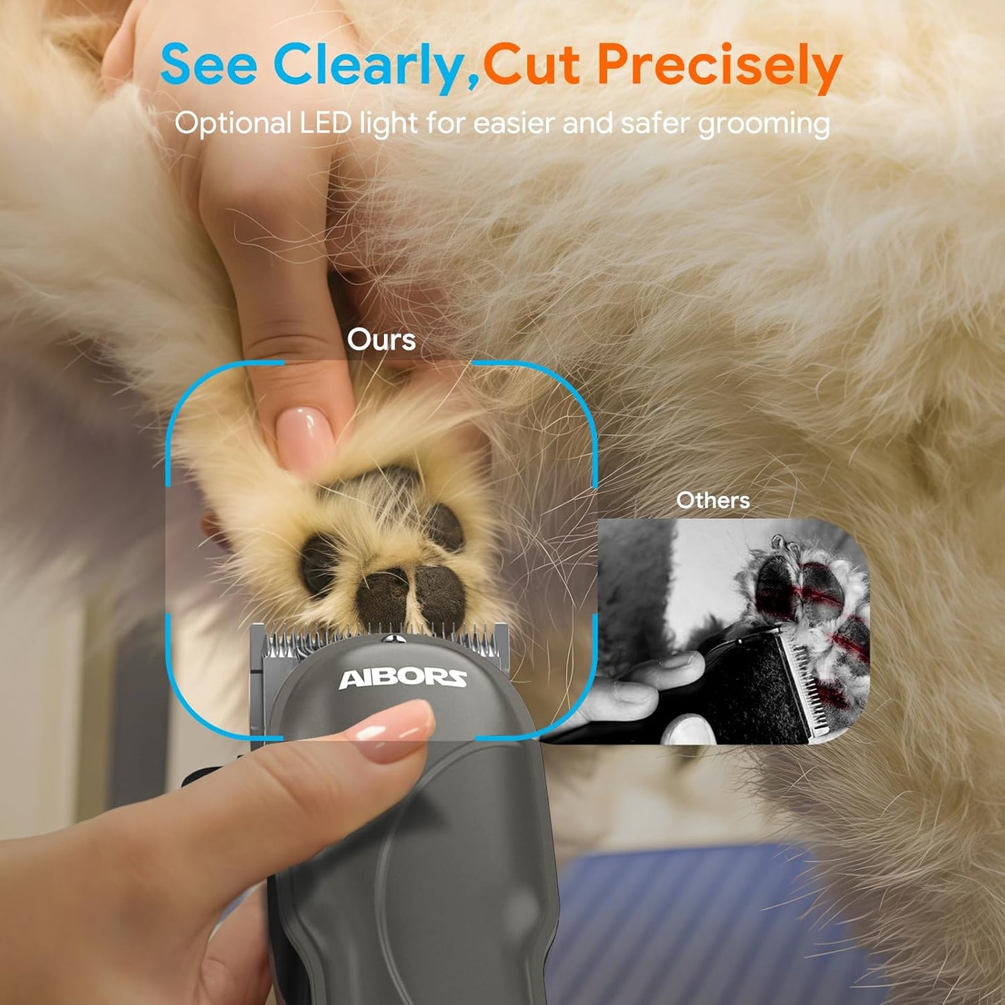 Dog Clippers for Grooming: Dog Grooming Kit Low Noise Electric Quiet Rechargeable Adjustable Clipper Comb Cordless Pet Hair Thick Coats Clippers Trimmers Set Dogs Hair Clippers for Dogs Cats Pets