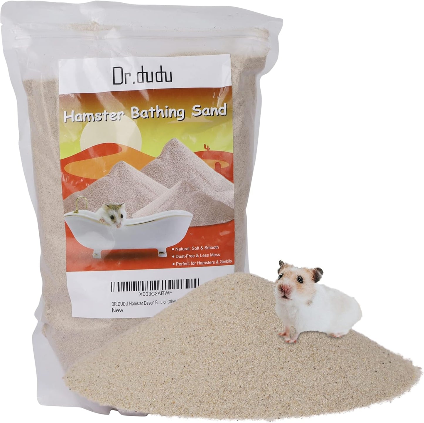 DR.DUDU Hamster Bath Sand, 6.6lb Dust Free Desert Sand or Potty Litter Sand for Hamster Chinchillas Gerbil Syrian Mice Small Animals (Beige)