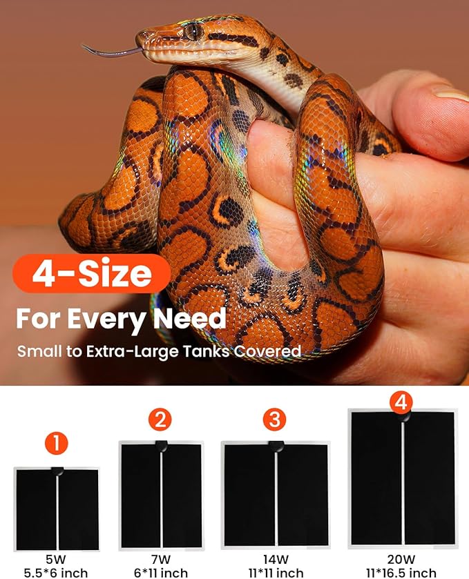 MQ Reptile Terrarium Heat Pad with LCD Digital Aquarium Thermometer, 11 x 16.5in Power Adjustment Under Tank Heater Mat for Pets, Small Animals, Seedling, 20W