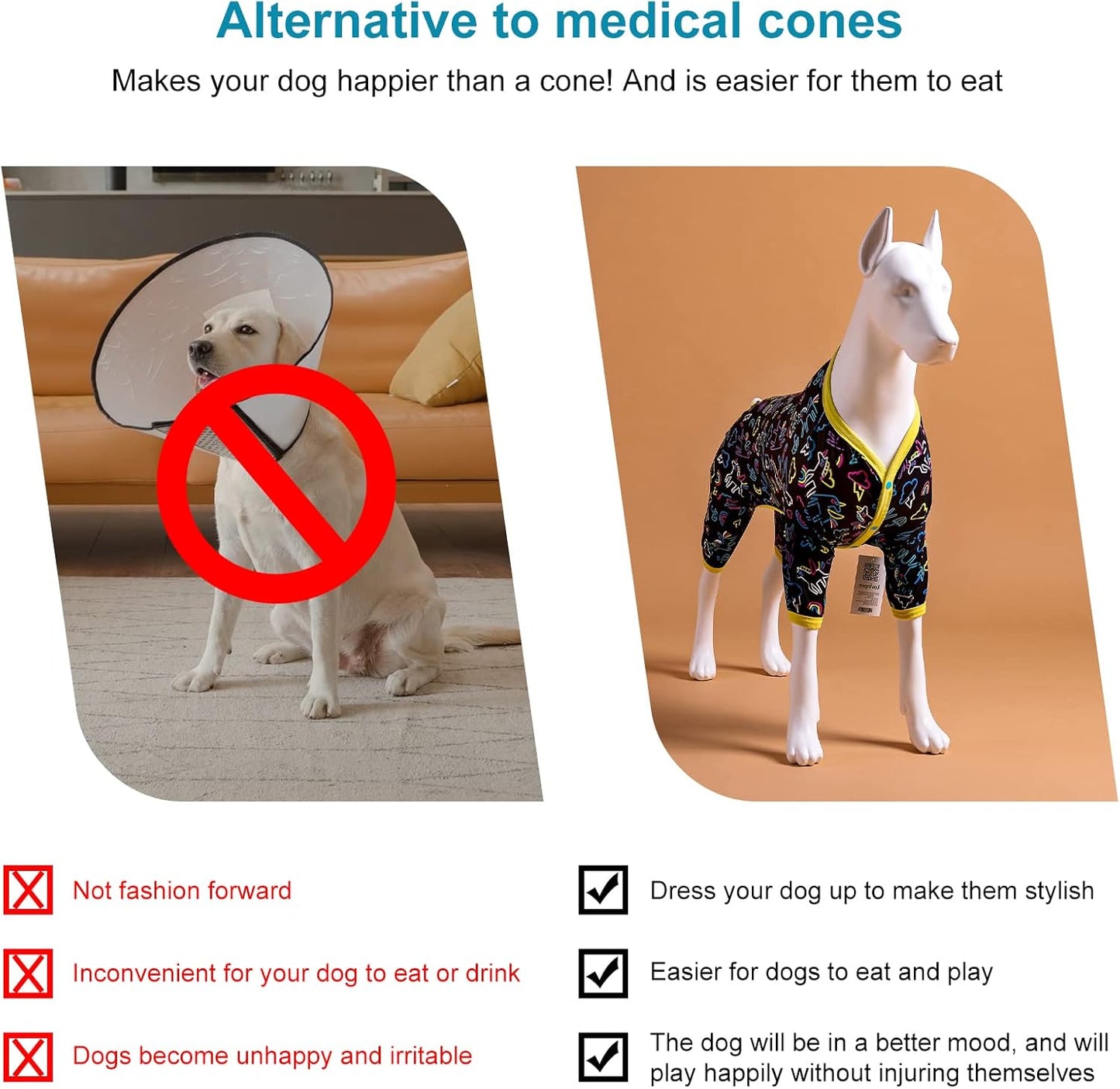 LovinPet Large Dog Pajamas - Stretch Knit Dog Shirt, PJs for Pitbulls, Unicorn Print, Lightweight Pullover Pet PJs, Pet Pajamas for Dogs, Pitbull Clothes, Pitbull Shirt, Blue L