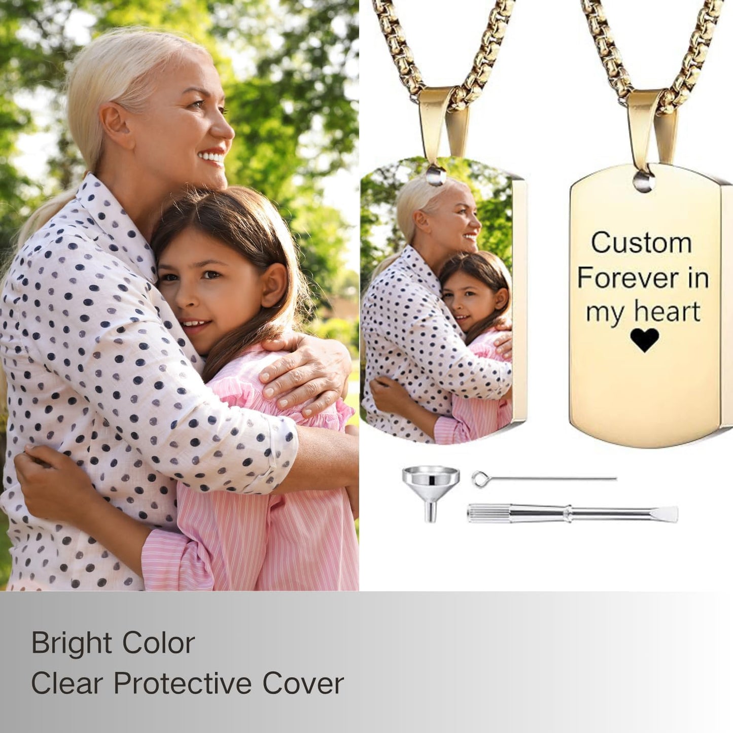 Personalized Ashes Necklace for Men Women Pet Custom Photo Text Urn Necklace Customized Engraving Holder Memorial Cremation Jewelry Keepsake Memorial Gifts