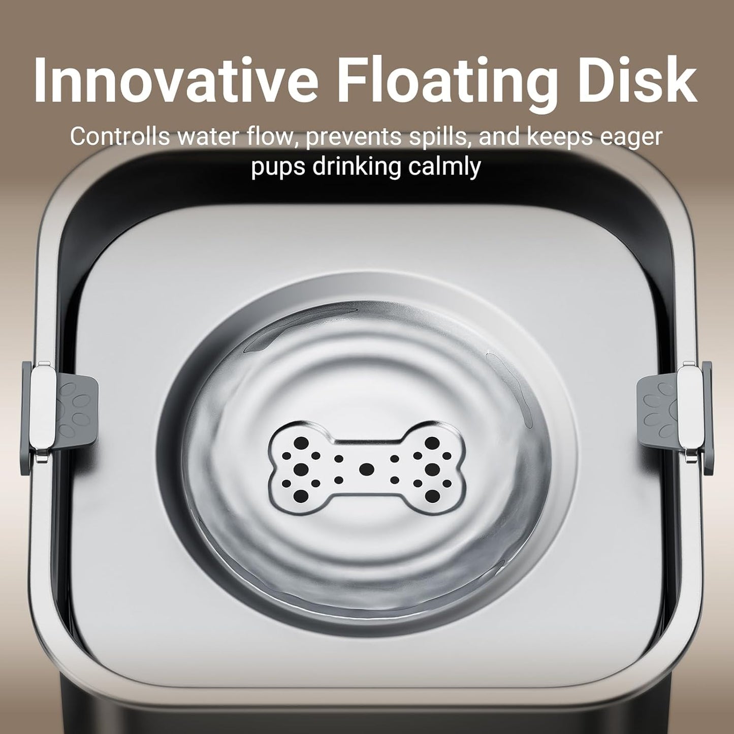 DownyPaws No Spill Water Bowl for Dogs,101oz/3L Slobber Stopper Stainless Steel, Slow Drinking Dog Water Bowl, No Mess Dog Water Dispenser Spill Proof, Dishwasher Safe, Black