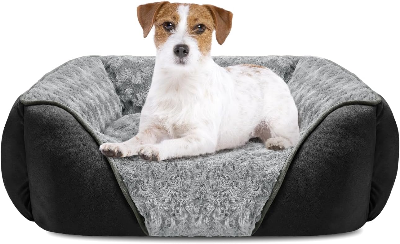 INVENHO Medium Dog Bed Rectangle Washable Orthopedic Soft Calming Sleeping Pet Cuddler with Anti-Slip Bottom