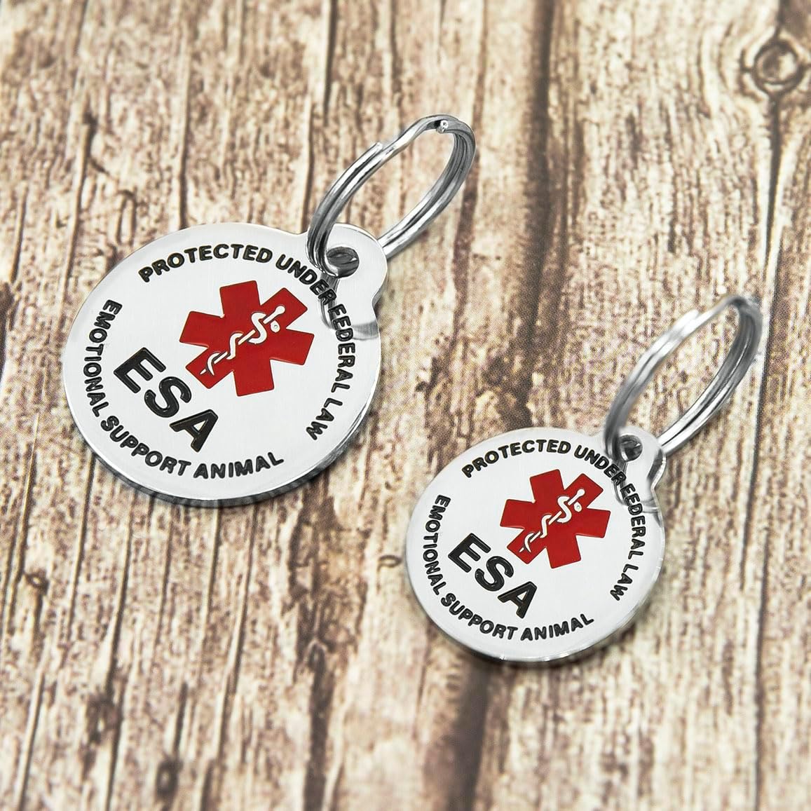 Engraved Emotional Support Animal (ESA) Personalized with 4 Lines of Custom Engraved ID Stainless Steel Enameled Regular