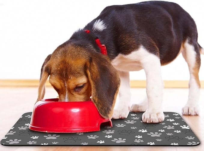 Dog Food Mat, Absorbent Water Bowl Mats Cat Pet Feeding Placemats Dark Gray 17 * 30 inch