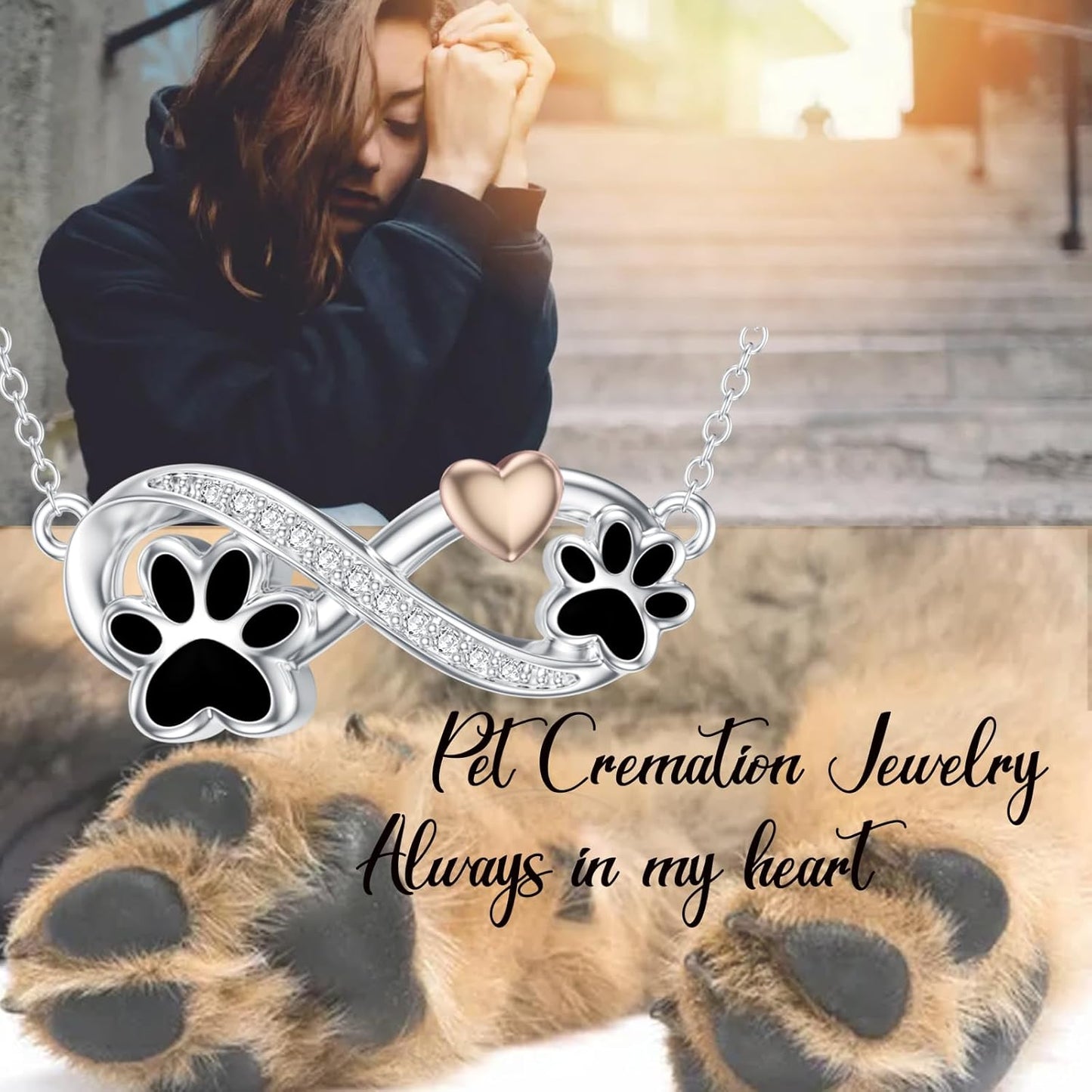 Sterling Silver Pet Urn Necklace for Ashes - Memorial Keepsake for Dog, Cat Pet