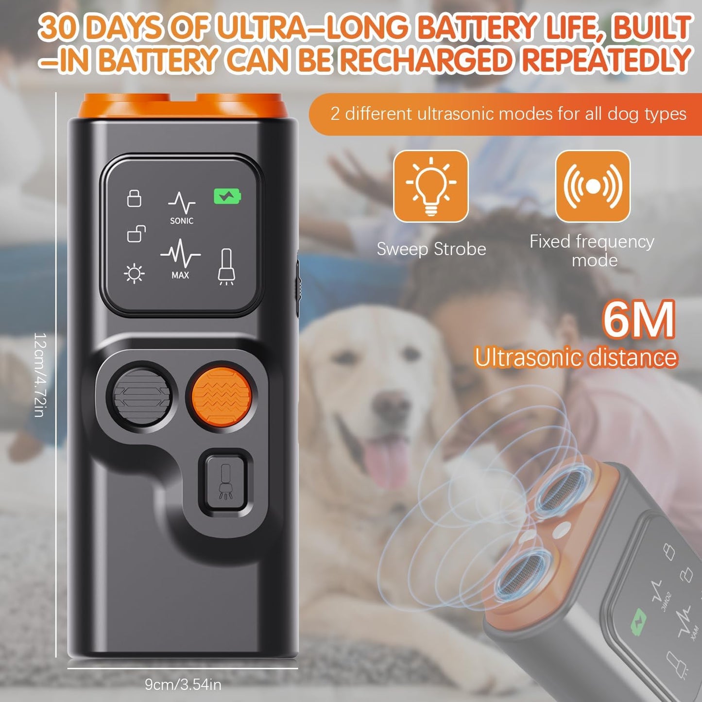 BarkGuard Pro 2025, Anti Barking Device for Dogs, Dog Bark Deterrent Device with LED Flashlight and HD Display, Double Head High Power Dog Behavior Correction Device, Stops Barking in Seconds