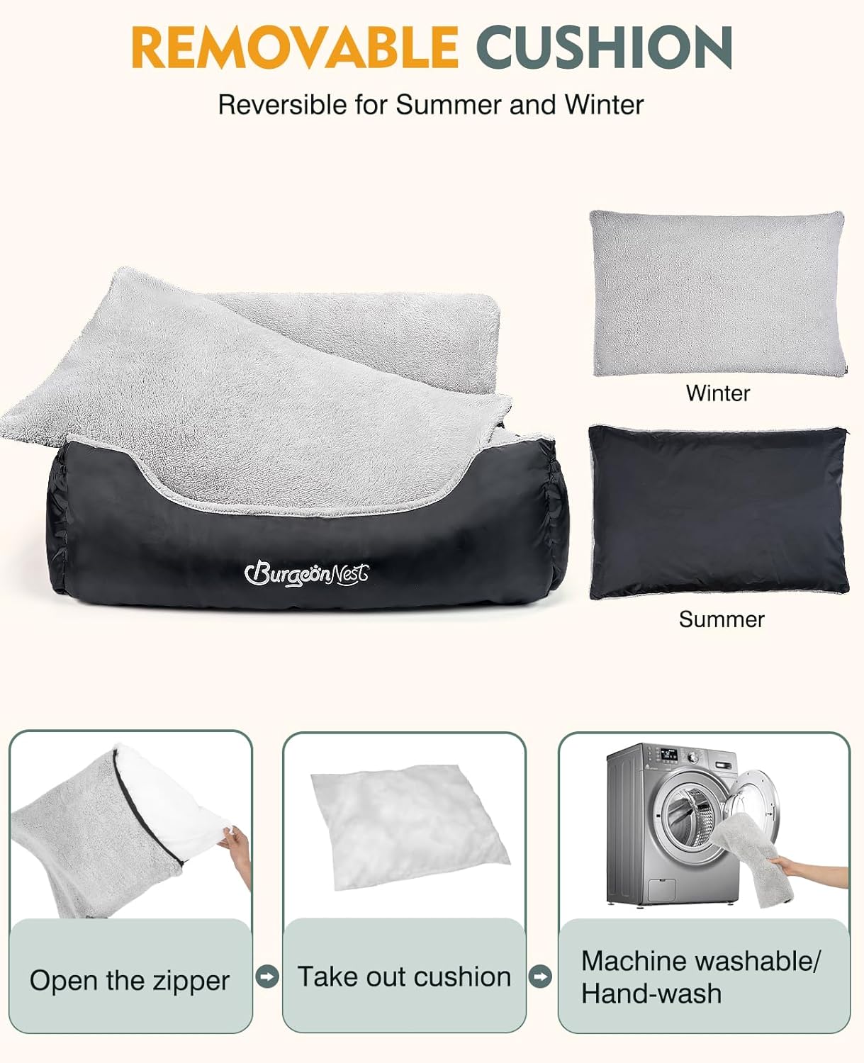 BurgeonNest Dog Car Seat for Medium/Large Dogs Under 55 lbs, Soft Pet Car Travel Home Bed, Fully Detachable and Washable Booster Carseats with Storage Pockets and Clip-On Leash Portable Carrier,Black