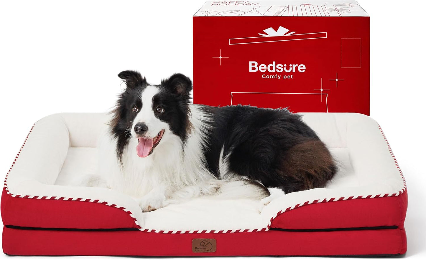 Bedsure Orthopedic Dog Beds Large Sized Dog - Washable Large Dog Cat Bed Waterproof, Comfort Dogs Couch Sofa with Washable Removable Cover, Pet Bed with Nonskid Bottom, Red, 35"