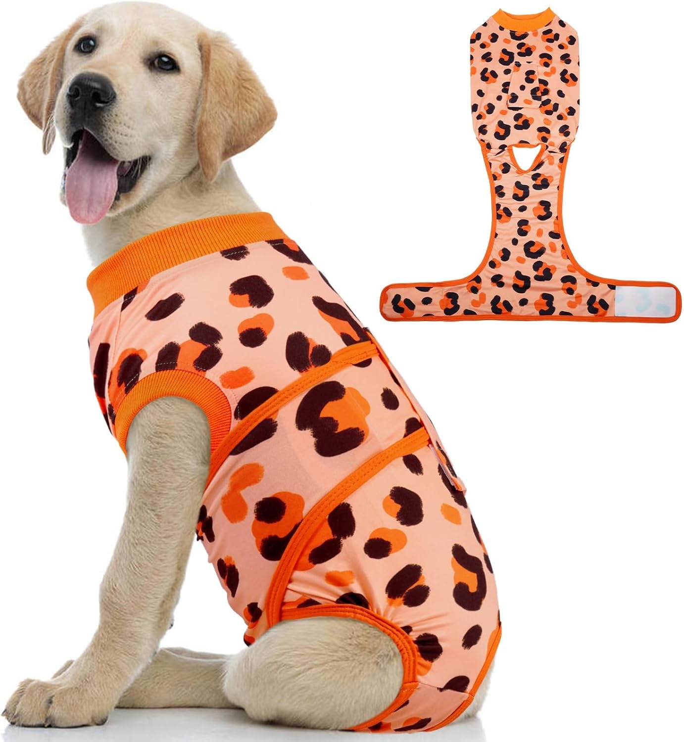 Kuoser Dog Recovery Suit for Dogs After Surgery,Professional Surgical Onesie for Female Male Dogs Spay Neuter,Soft Dog Surgery Suit Bodysuit for Abdominal Wounds Skin Disease,Orange M