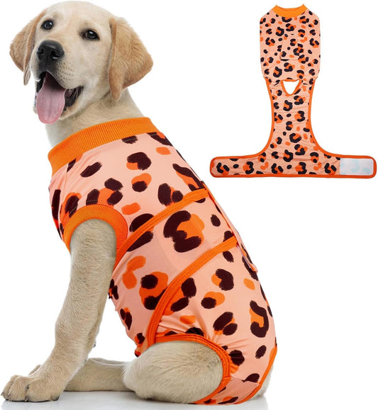 Kuoser Dog Recovery Suit for Dogs After Surgery,Professional Surgical Onesie for Female Male Dogs Spay Neuter,Soft Dog Surgery Suit Bodysuit for Abdominal Wounds Skin Disease,Orange M