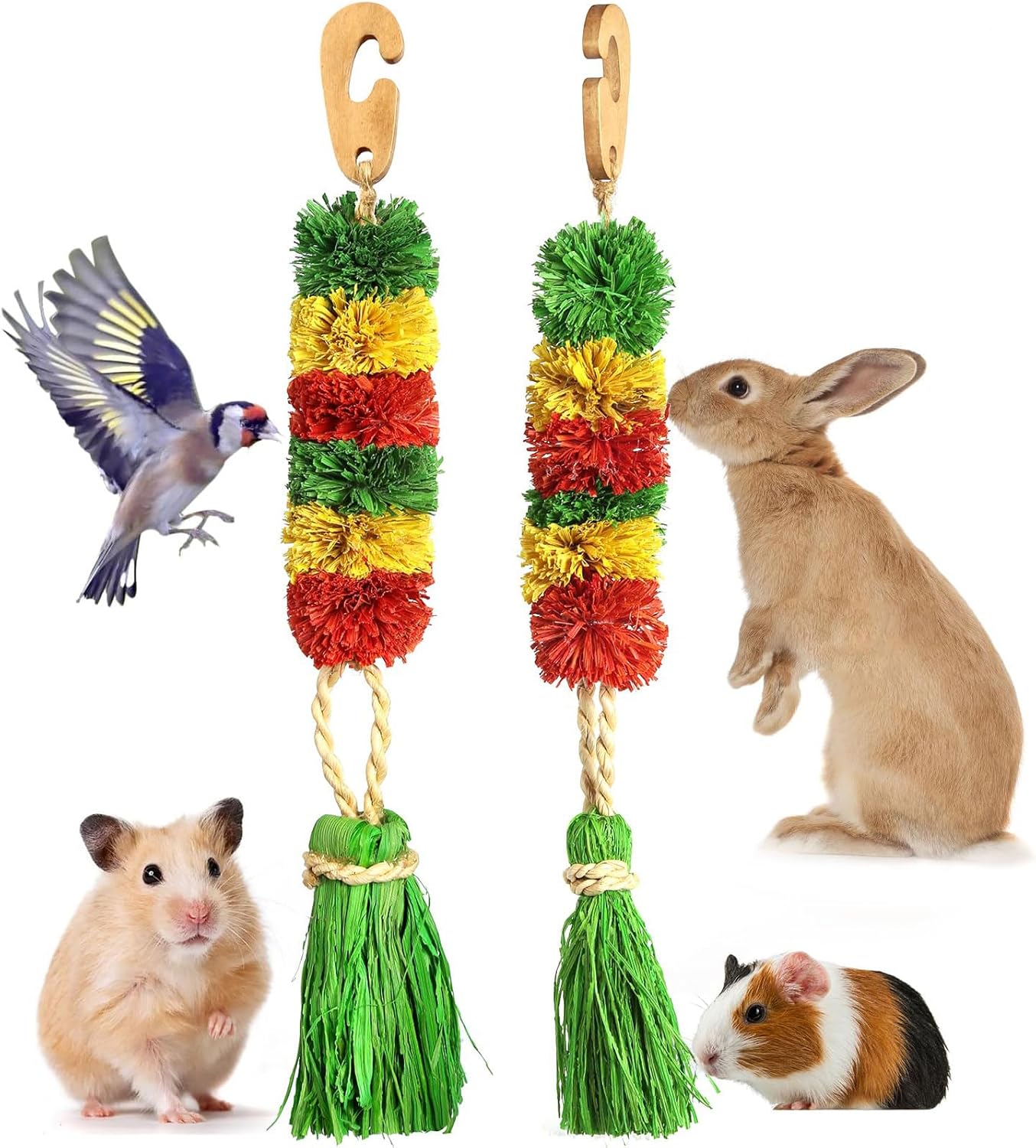 Abizoo Bunny Cage Hanging Rabbit Toys for Bunny Boredom, Habitat Decor & Boredom Breaker for Rabbit Guinea Pig Hamster Chinchilla Gerbils Bird and Other Small Animals