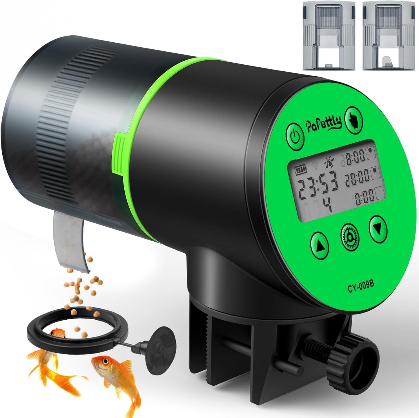 Automatic Fish Feeder for Aquarium, Auto Fish Food Dispenser with Timer and Feeding Ring, Moisture-Proof, Smart Fish Tank Vacation Feeder with 2 AAA Batteries