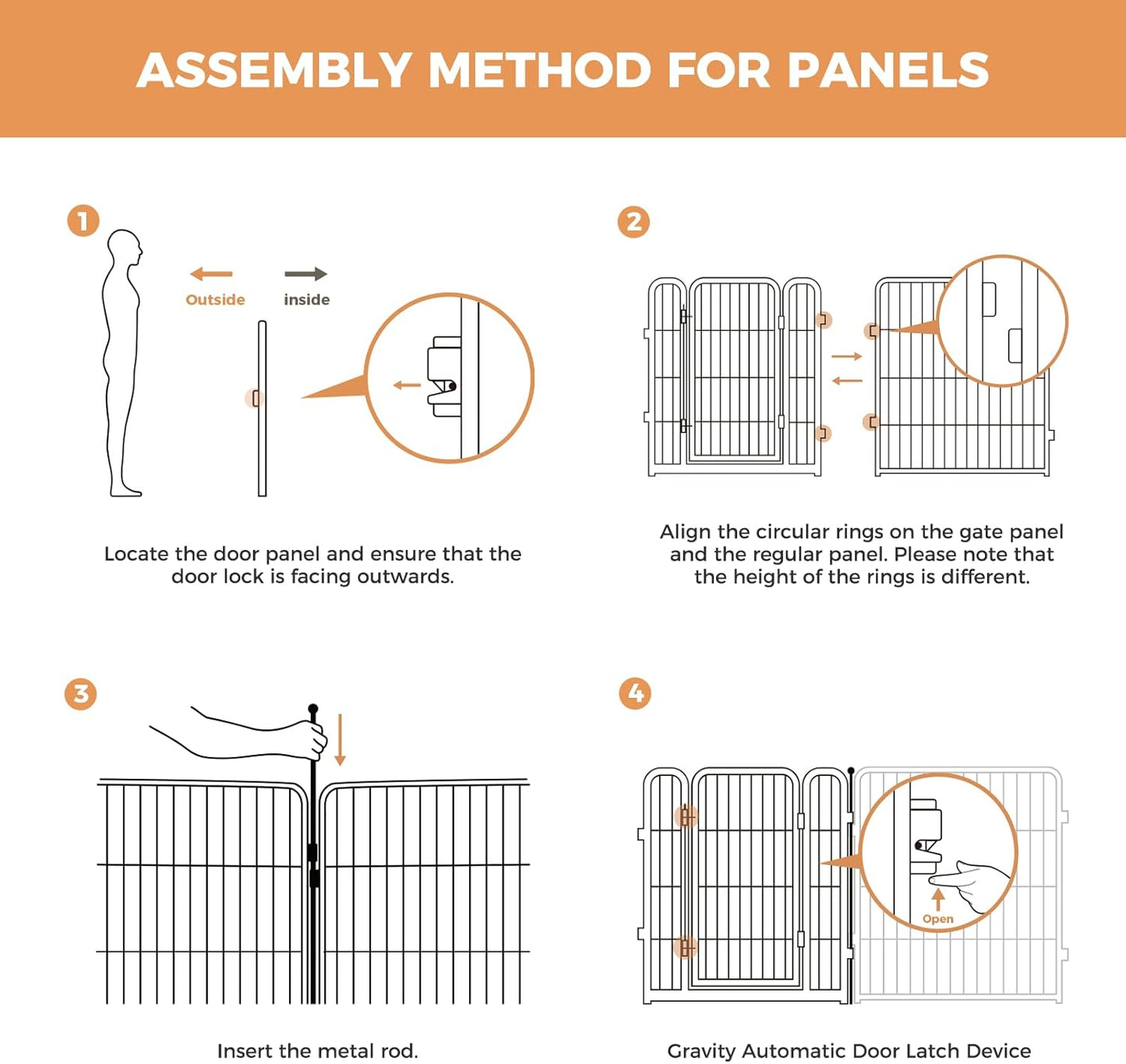 FXW Dog Gate Extra Wide Designed for Indoor Use, Adjustable Width Up to 219-inch Wide (32" H 8 Wire Panels for Small and Medium Dogs), White