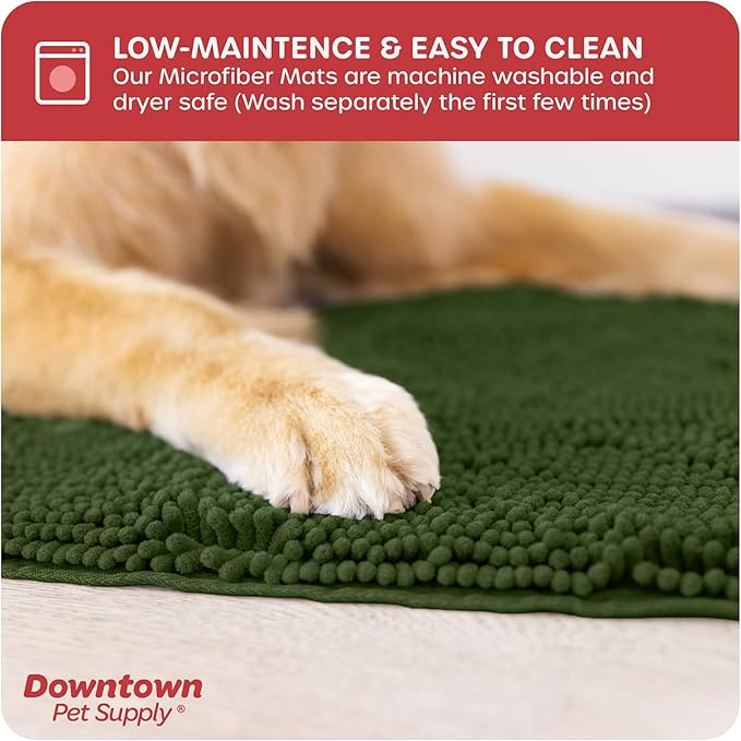 My Doggy Place Medium Chive Microfiber Dog Mat, 31" x 20", Rubber Backed, Absorbent, Quick Drying, Machine Washable
