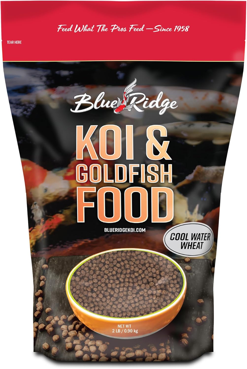 Blue Ridge Koi Fish Food 2lb - Cool Water Wheat 3/16", Fall and Winter Floating Pond Pellets, Ponds Fish Food