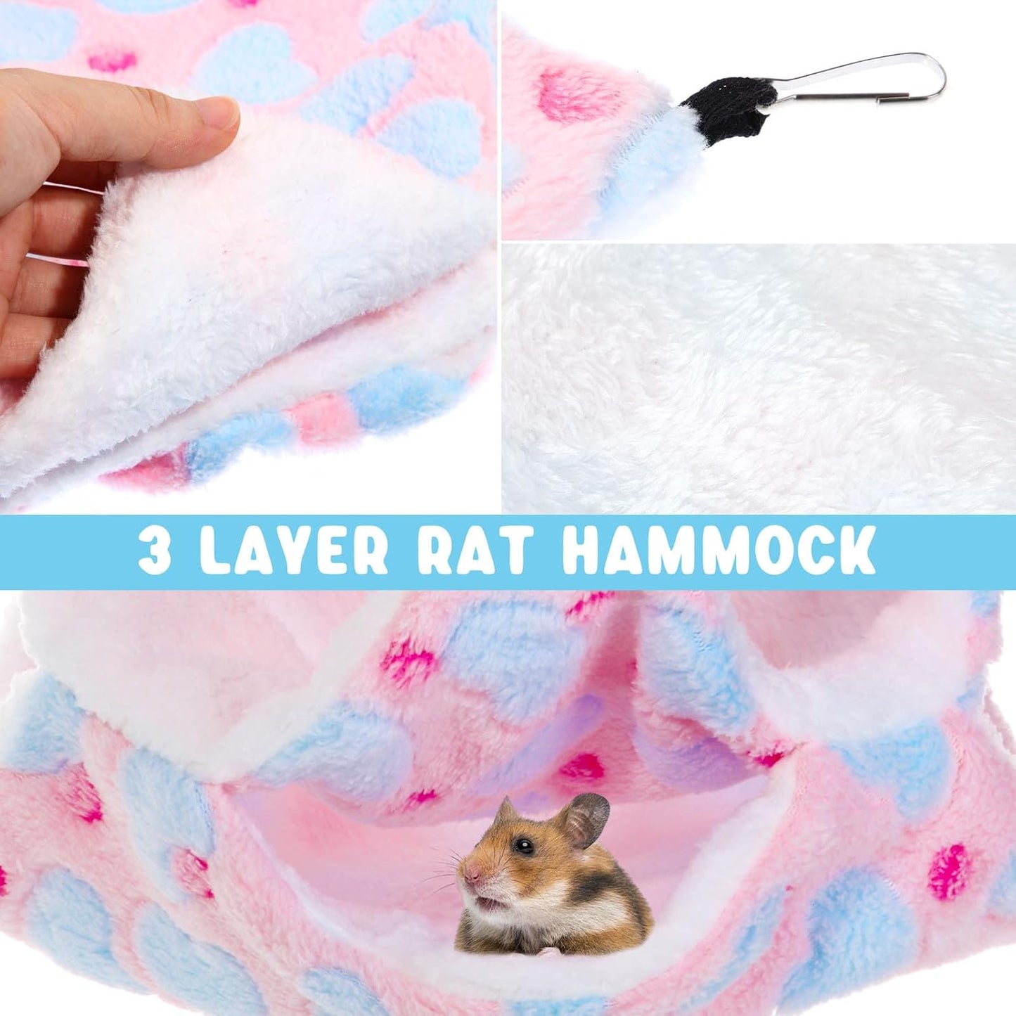 Abbylike 9 Pieces Rat Hammock 3 Tier Guinea Pig Ferret Hammocks Small Pet Hanging Tunnel Glider Toy Guinea Pig Ferret Hideout Bed Cage Accessories for Hamster(Green, Purple, Pink,Heart)