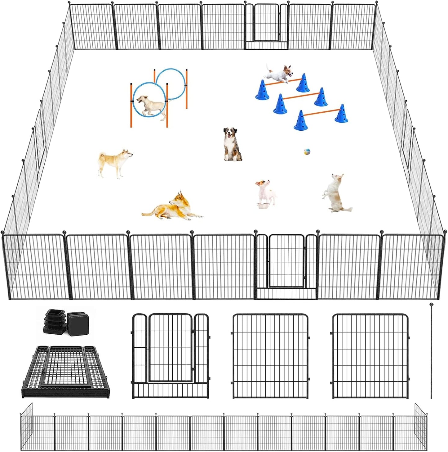 Dog Playpen 32" Height 30 Panels Portable Pet Fence Outdoor for Yard Indoor Dog Pen Outdoor for Medium/Small Animals, Large Pet Puppy Playpen Heavy Duty Pet Fence for RV Camping, Yard