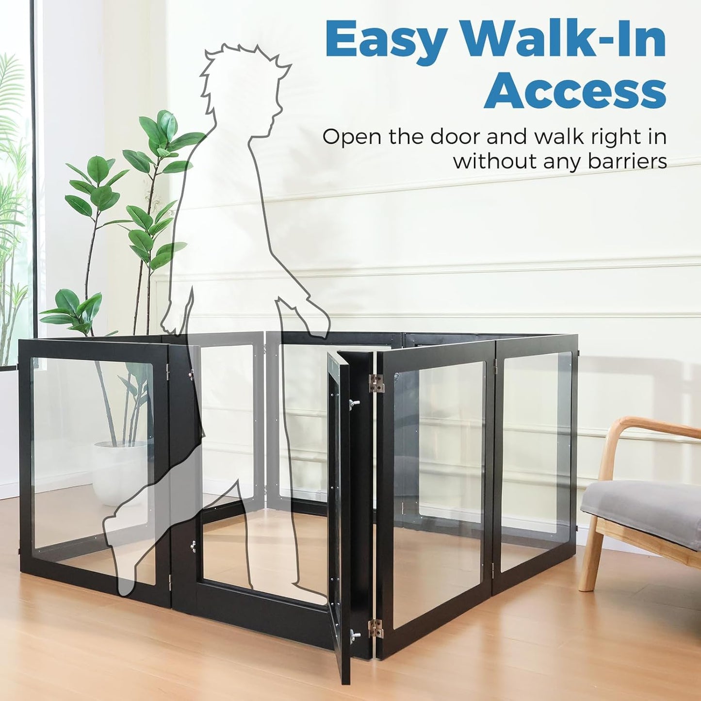 Heavy Duty Clear Acrylic Dog Playpen, 31.5“ Height Transparent Pet Pen, Metal Frame Easy Assemble Kennel Enclosure, Ideal for Small to Medium Dogs, Cats, and Other Small Pets