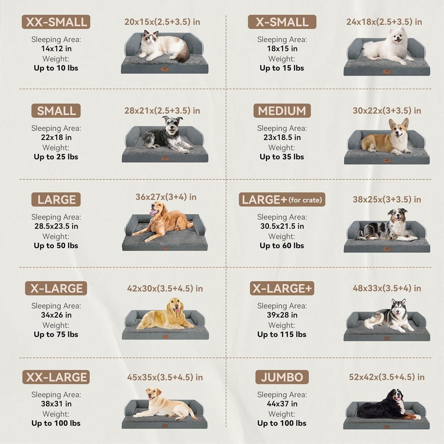 Large Dog Bed Orthopedic Washable - Memory Foam - XXL Large Big Dogs - Beds Bolster Pet - Couch Sofa - Waterproof with Removable Cover - Dark Grey Dog Bed