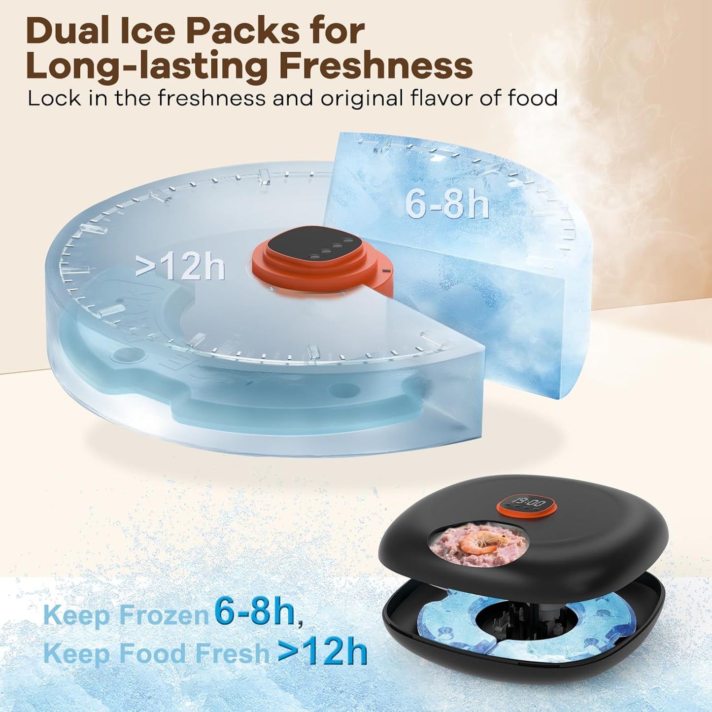 Automatic Cat Feeder Wireless, Sharper Image Auto Cat Food Dispenser for Wet Food with 2 Ice Packs, Rechargeable Auto Feeder for Cats with Programmable Timer Low Battery Indicator, Black