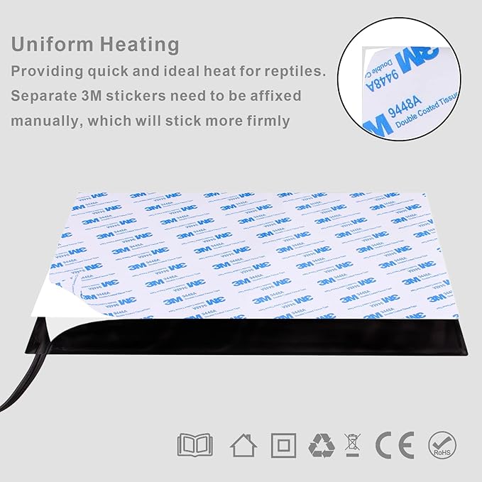 Aiicioo Reptile Heating Pad 24W - Reptile Heat Mat Pad for Bearded Dragon Leopard Gecko Hermit Crab Heater for 40 Gallon Reptile Tank