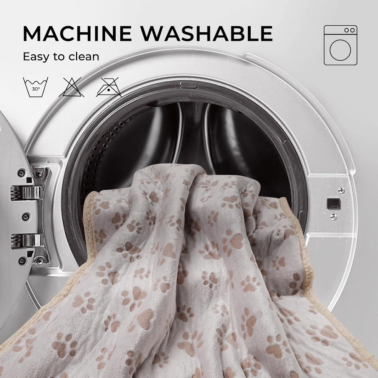 Luciphia Waterproof Pet Blankets for Couch Sofa Bed Cover Liquid Pee Proof Washable Soft Fluffy Large Dog Blanket Reversible Furniture Protection Heart Paw Khaki Large（65" x 57"）