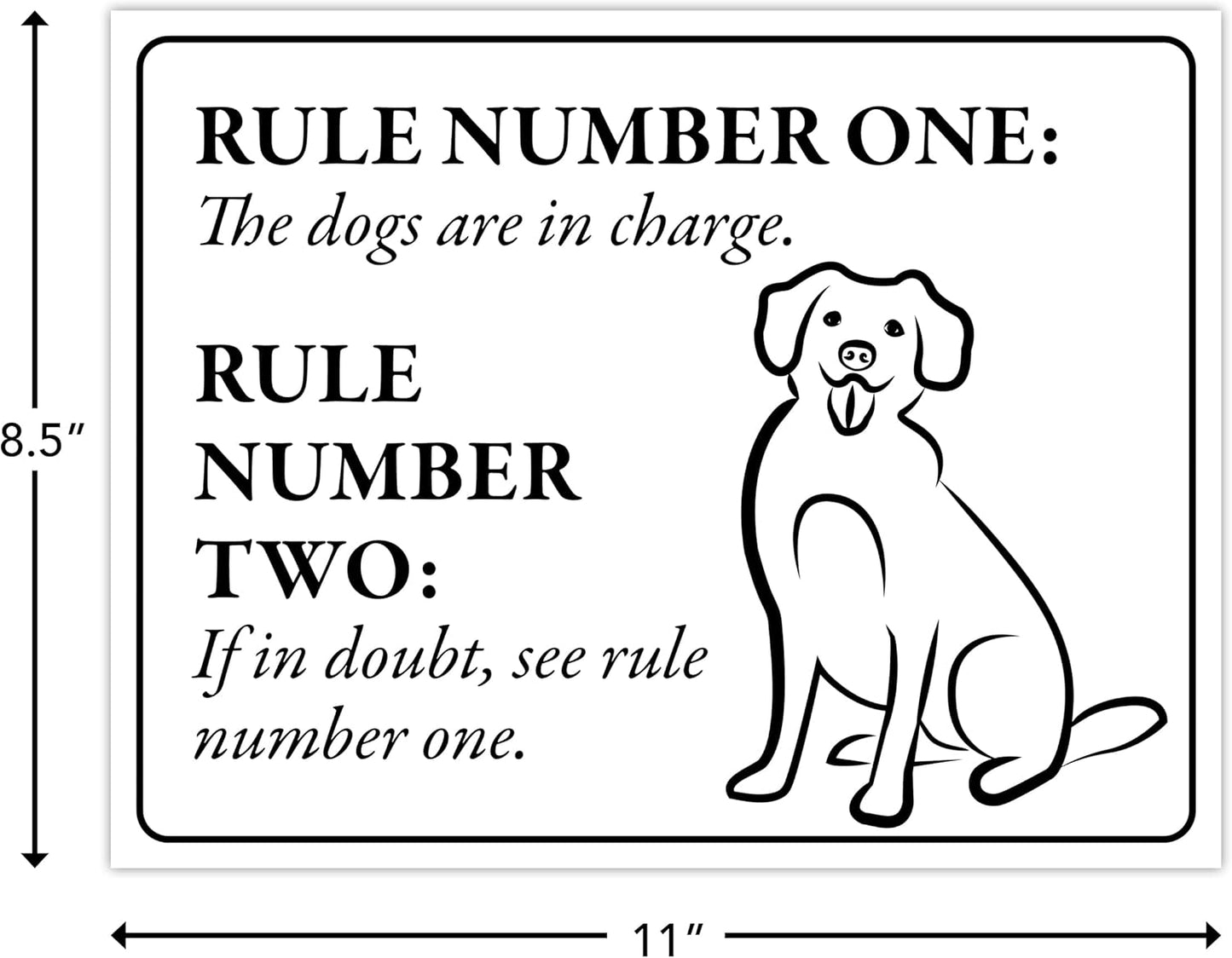 Funny Sign - The Dogs are in Charge... 8.5" x 11" Laminated Sign, Dog Decor, Home Decor, Bundled with Mounting Putty and Adhesive Hook & Loop Dots for Easy Mounting - ENVISIONED Signage