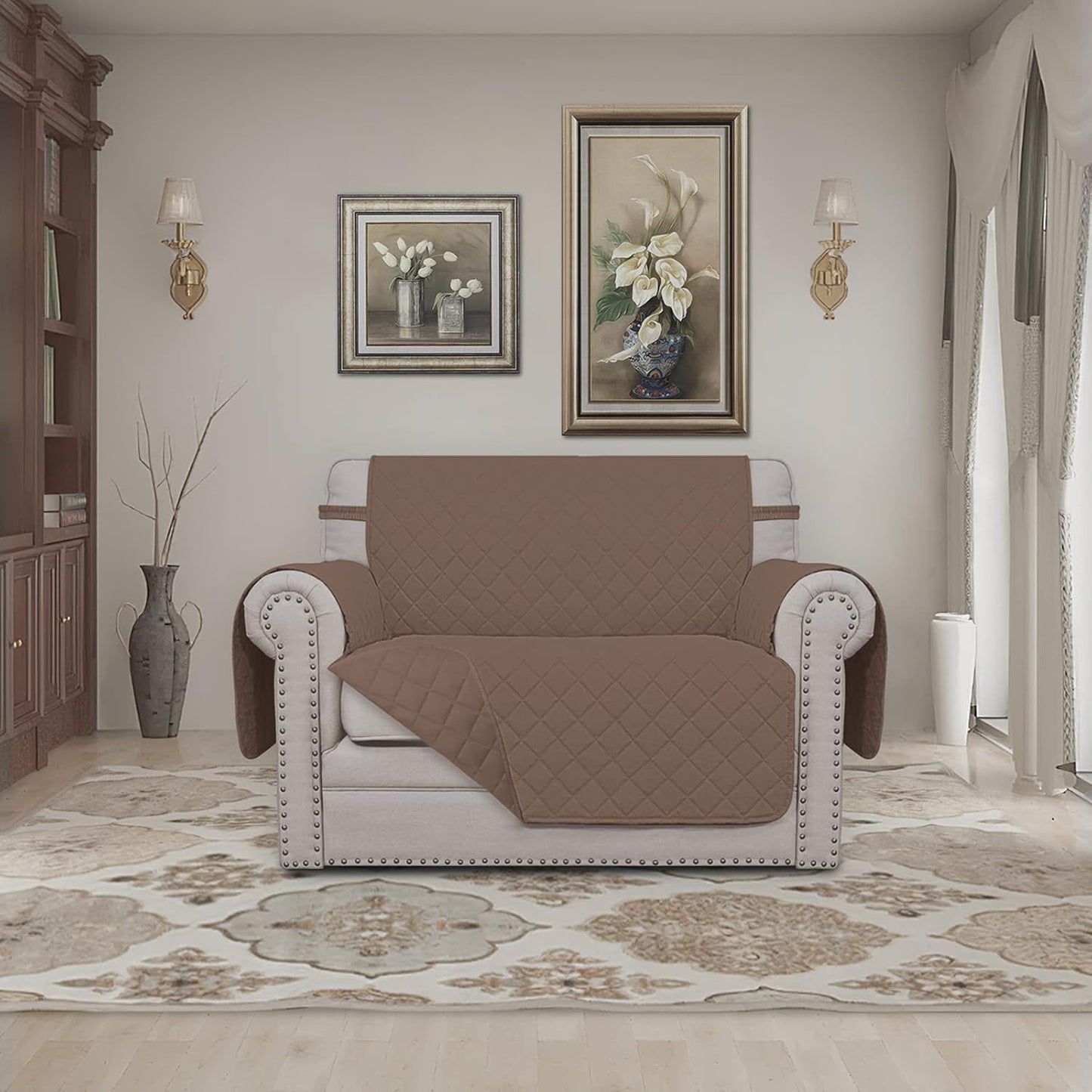 Easy-Going Oversized Chair Sofa Slipcover Reversible Sofa Cover Water Resistant Couch Cover Furniture Protector Cover with Elastic Straps for Pets Dog (Oversized Chair, Brown/Brown)